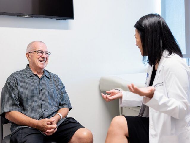 neuro-oncologist yoshie umemura counsels a brain tumor patient