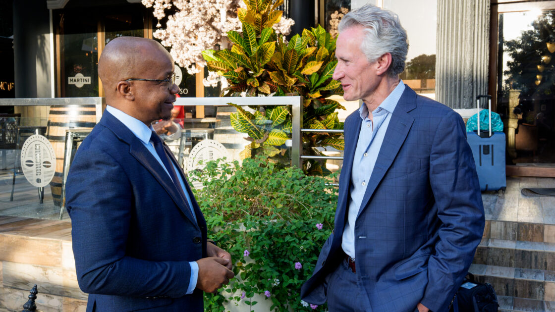 Dr. Lemeri L. Mchome and Dr. Lawton have a conversation in Tanzania