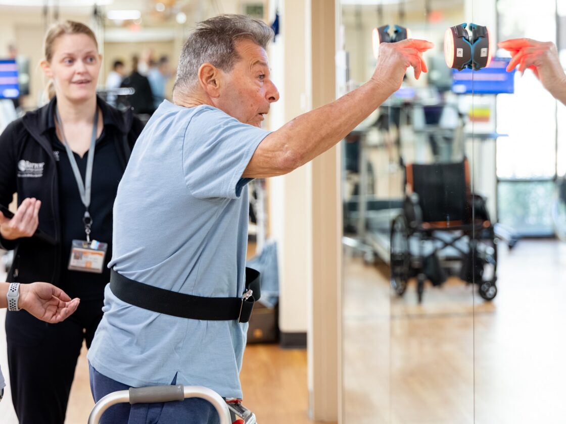 Barrow Neuro-Rehab patient doing a light exercise.