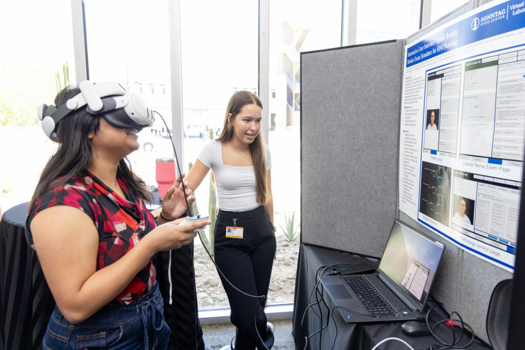 Student presents virtual reality project at High School Internship Symposium