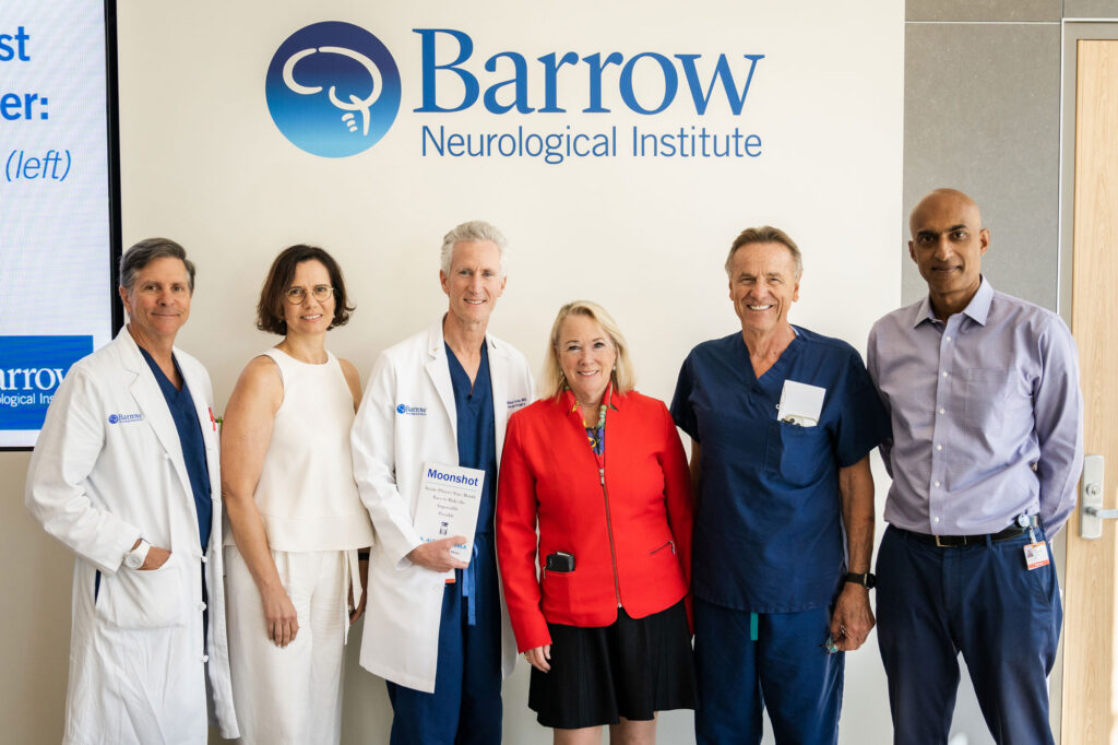 Dr. Rosseau with Drs. Barranco, Sattler, Lawton, Spetzler, and Ellegala