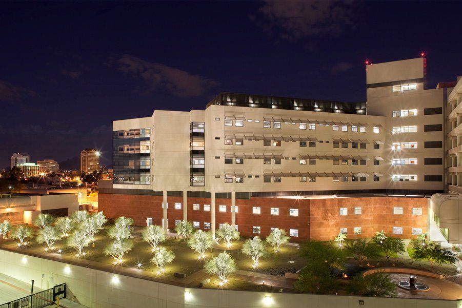 A photo of the exterior of the Neuroscience Tower