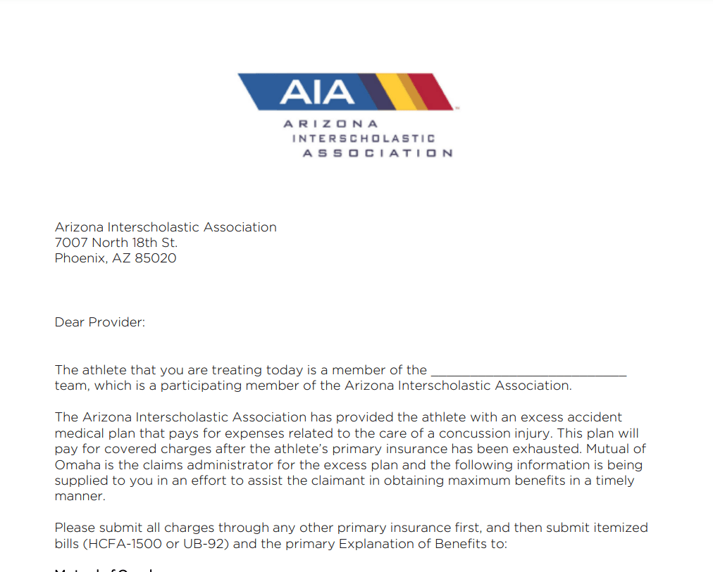 AIA HeadStrong Provider Letter Barrow Neurological Institute
