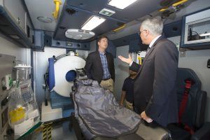 Mayor Greg Stanton inside the Barrow Emergency Stroke Treatment Unit