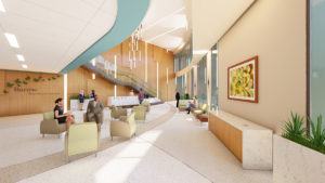 An artist's rendering of the interior of the new Neuroplex building at Barrow Neurological Institute in Phoenix, Arizona