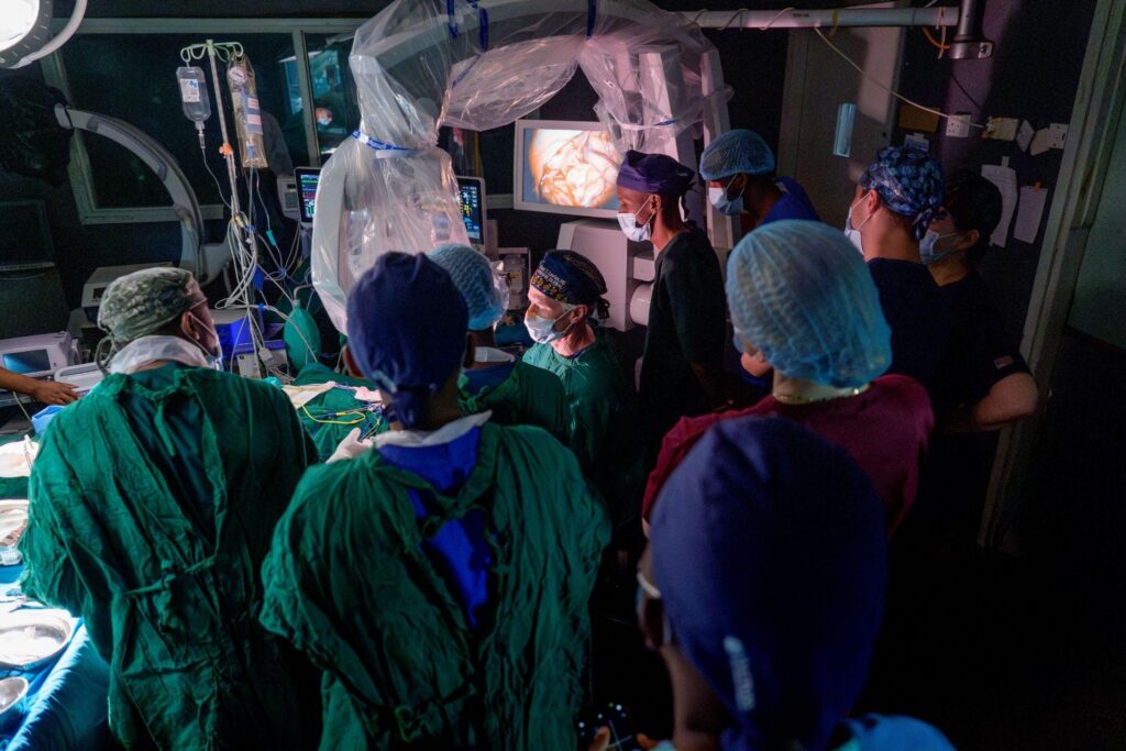 Dr. Michael T. Lawton teaches neurosurgery at the Barrow-KCMC surgery camp