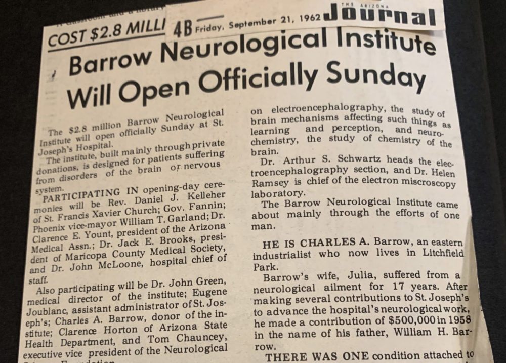 A photo of a newspaper clipping promoting Barrow's official opening