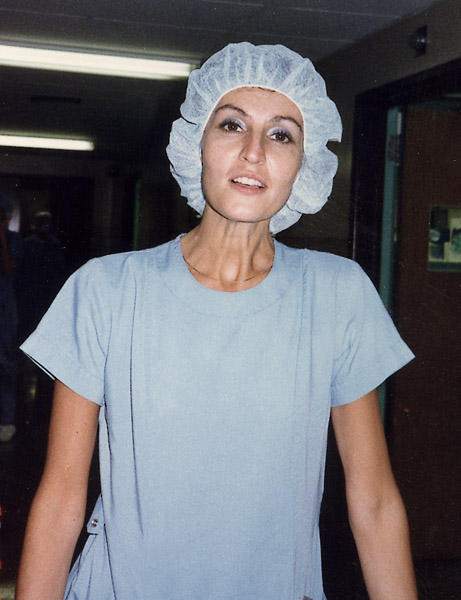 Carol Blazier in her scrubs and bouffant cap in the 1980s