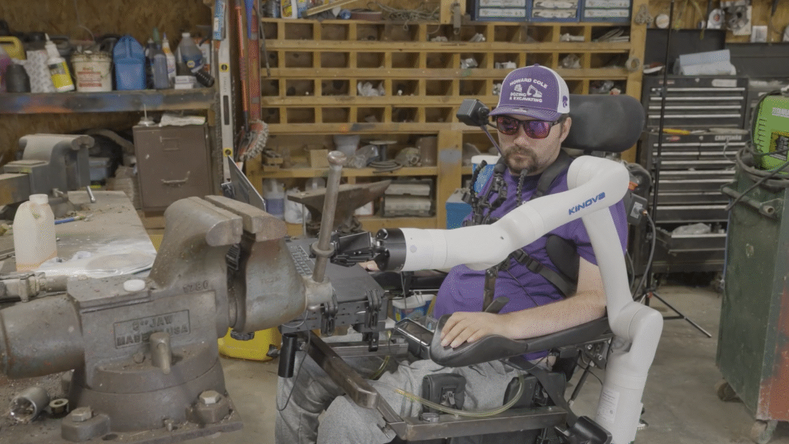 Alex Conley, a Neuralink patient, controlling his robotic arm