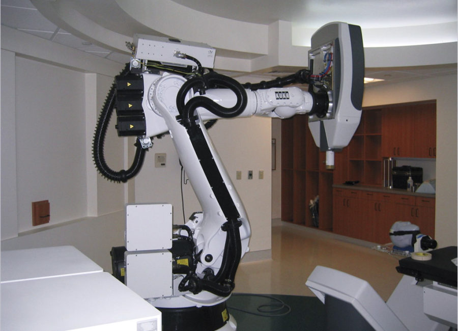 A photo of the CyberKnife radiosurgery device at Barrow