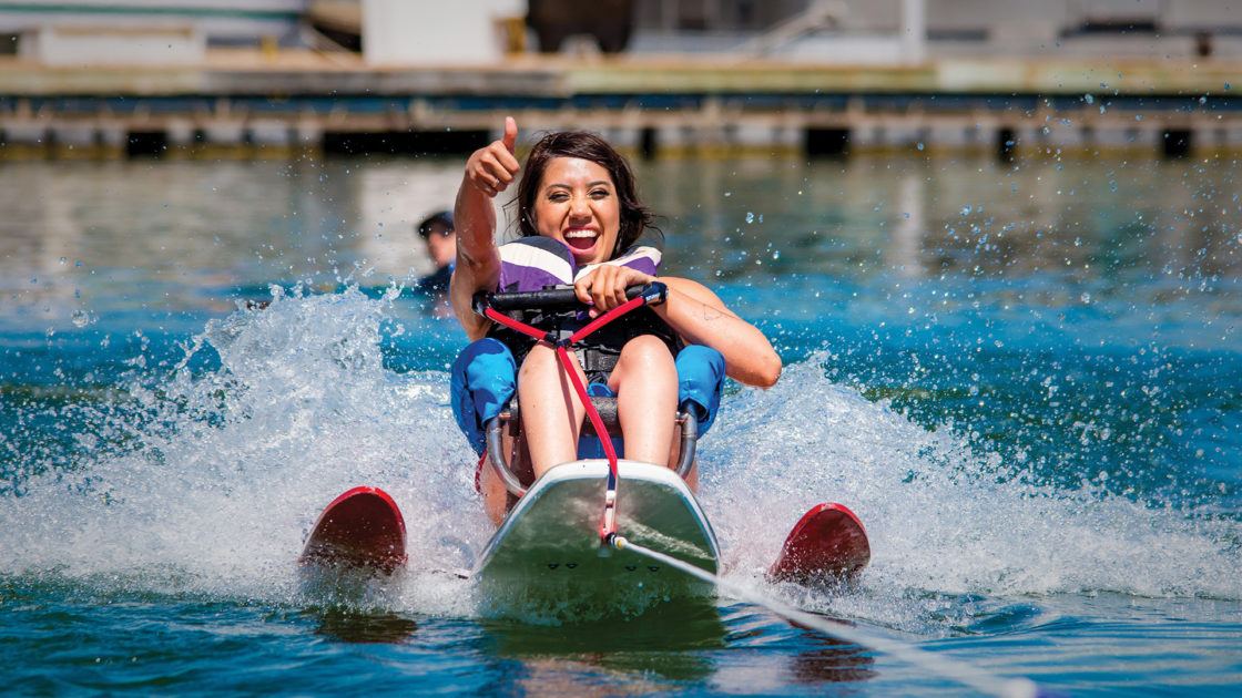 Woman waterskiing