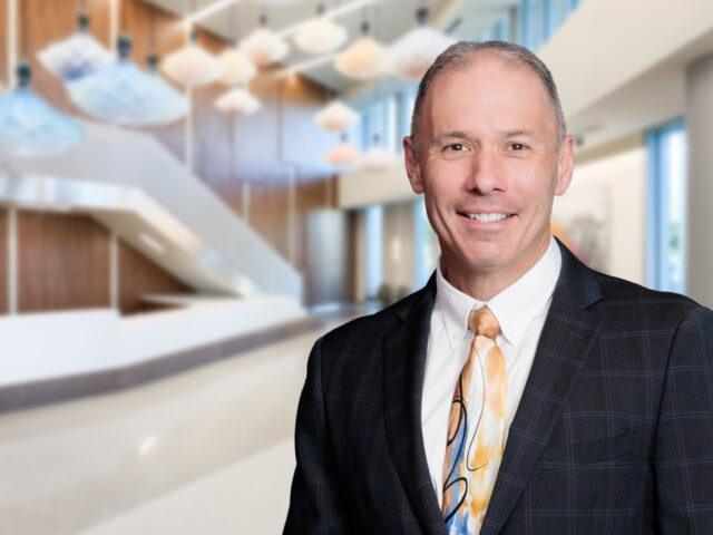 barrow neurology chair brad racette in the lobby of the neuroplex