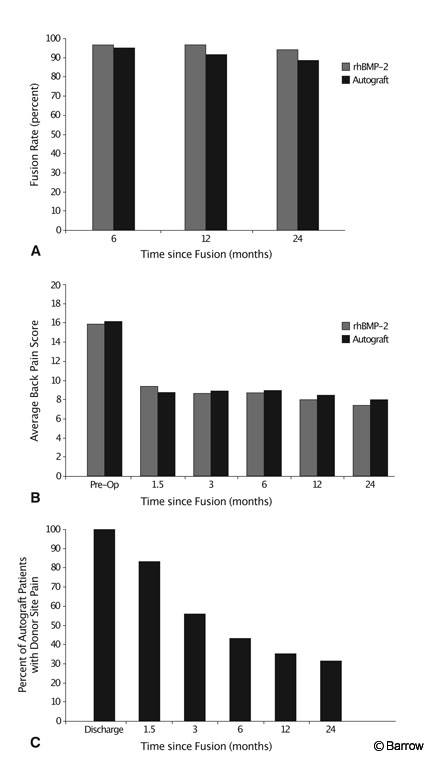 Figure 7. Summary data from randomized ALIF trial with rhBMP-2 and LT cage