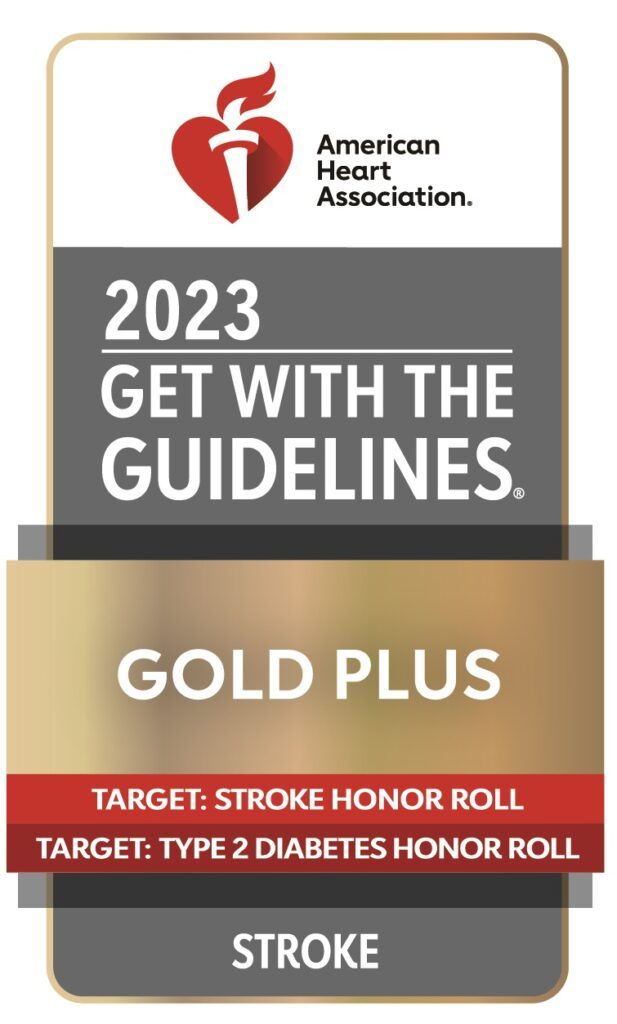 click to learn more about the 2023 get with the guidelines gold plus stroke certification from the American Heart Association