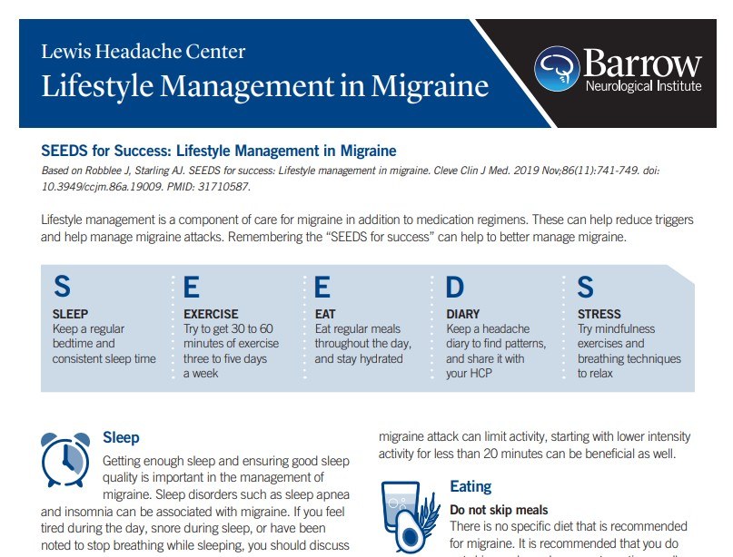 Lifestyle Management in Migraine Barrow Neurological Institute