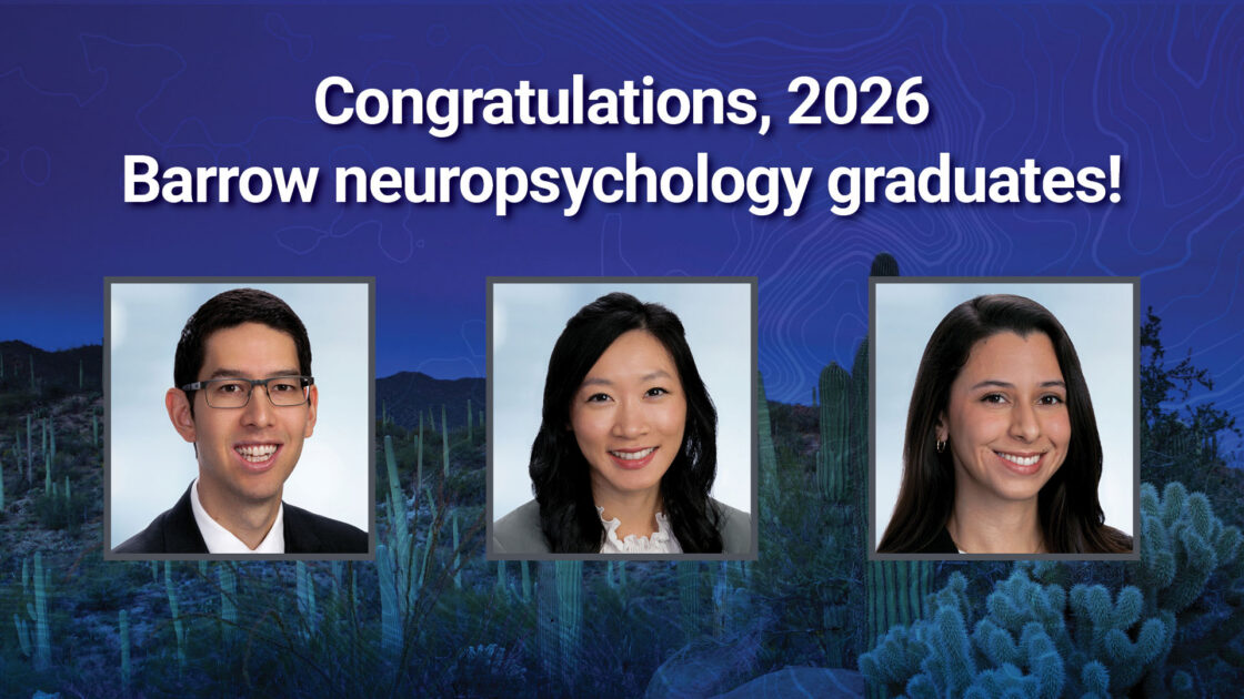 Portraits of 2026 Neuropsychology Residency Program graduates on a desert backdrop. with text congratulating them