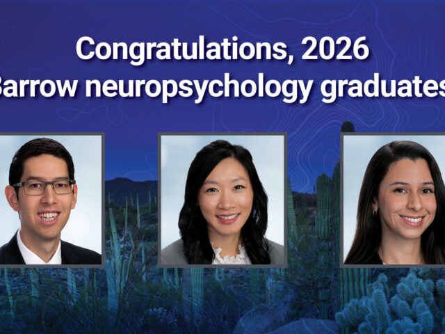 Portraits of 2026 Neuropsychology Residency Program graduates on a desert backdrop. with text congratulating them