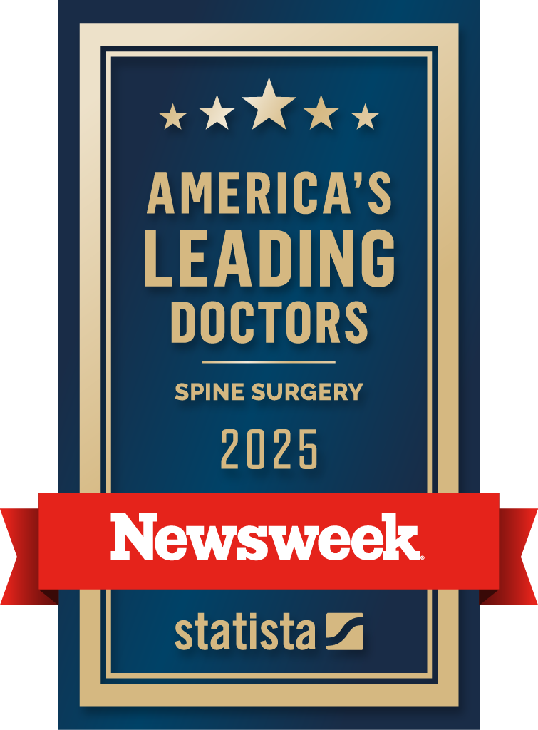 Newsweek America's Leading Doctors Spine Surgery 2025 shield. Click to see the full list.