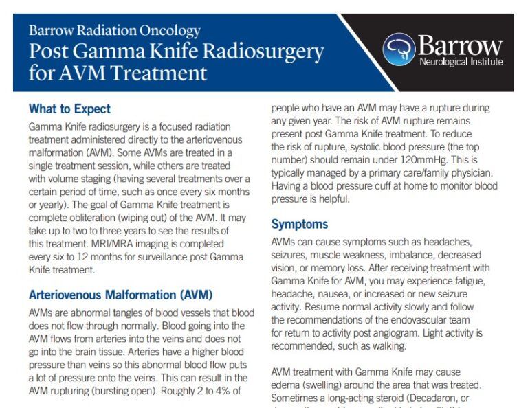 Post Gamma Knife Radiosurgeryfor AVM Treatment Barrow Neurological