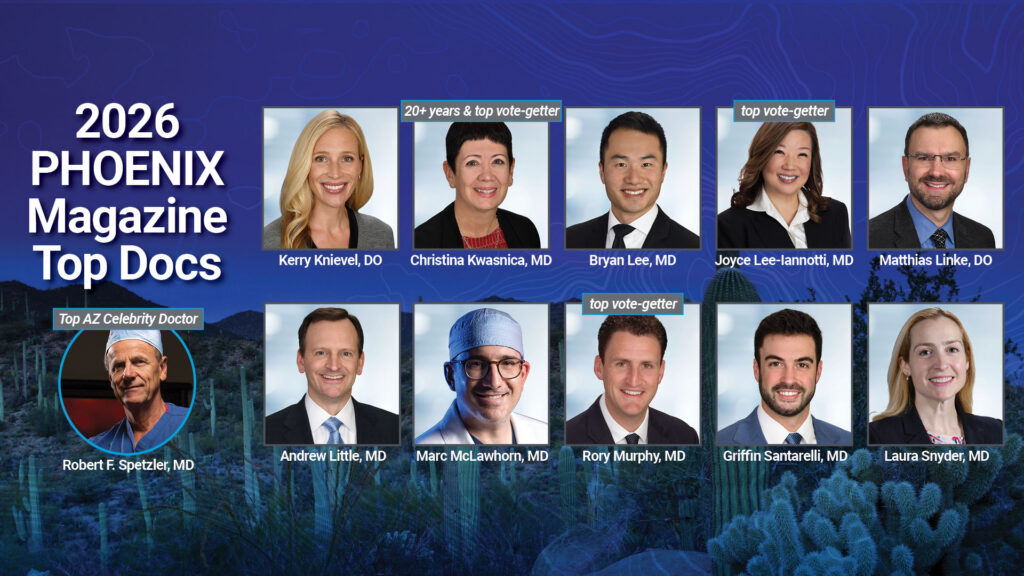 Collage of photos of the Barrow physicians named PHOENIX magazine Top Docs in 2026