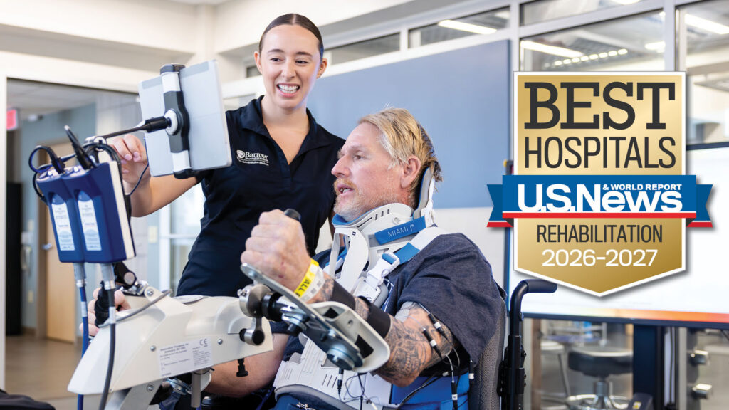 An occupational therapist works with a patient in the Barrow Neuro-Rehabilitation Center