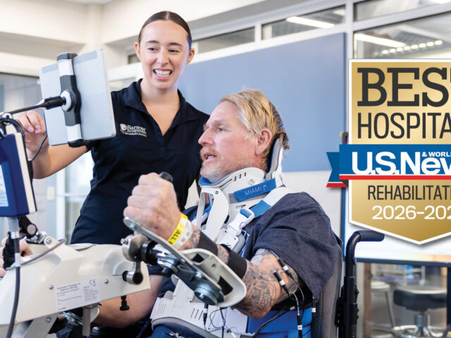 An occupational therapist works with a patient in the Barrow Neuro-Rehabilitation Center