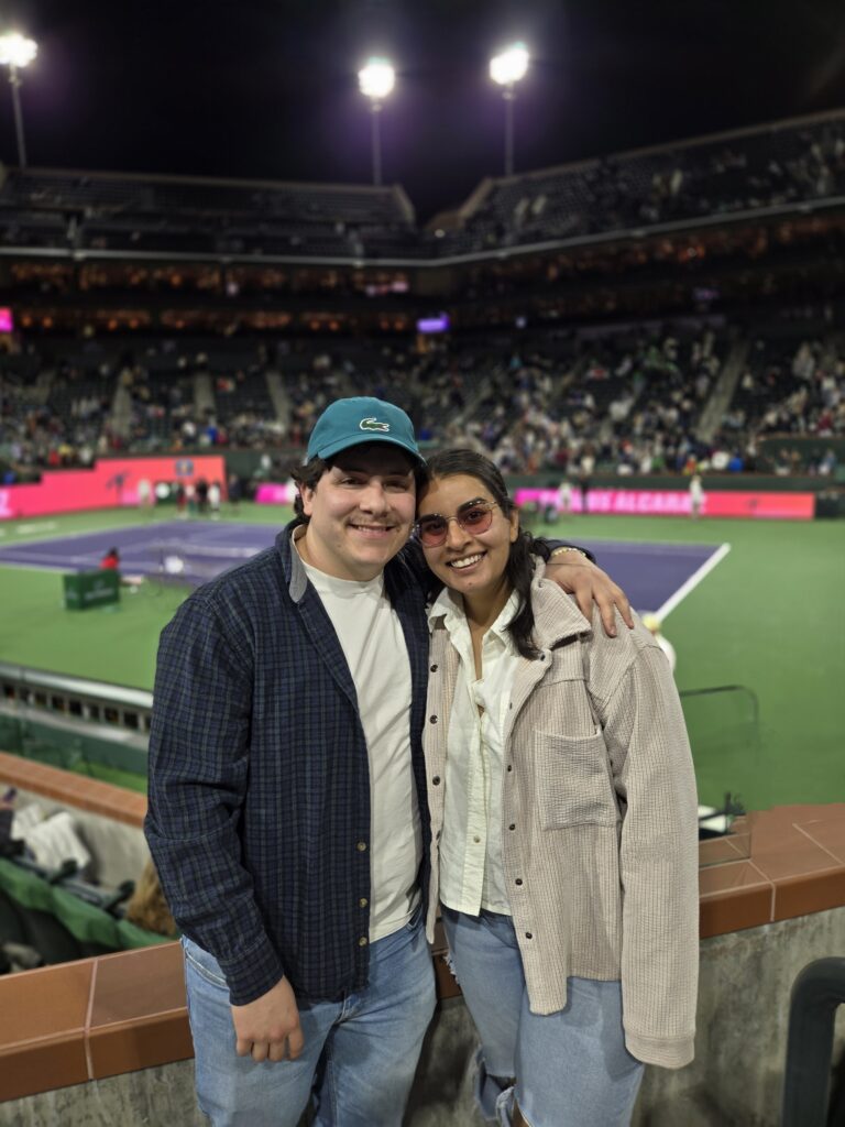 Barrow migraine patient Nisha Parasher and her boyfriend, Ronnie, pose for a photo at the Indian Wells tennis tournament in California.