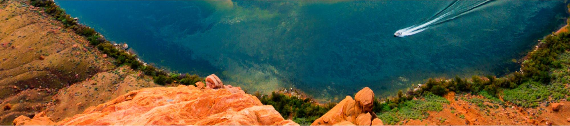landscape of canyon and lake