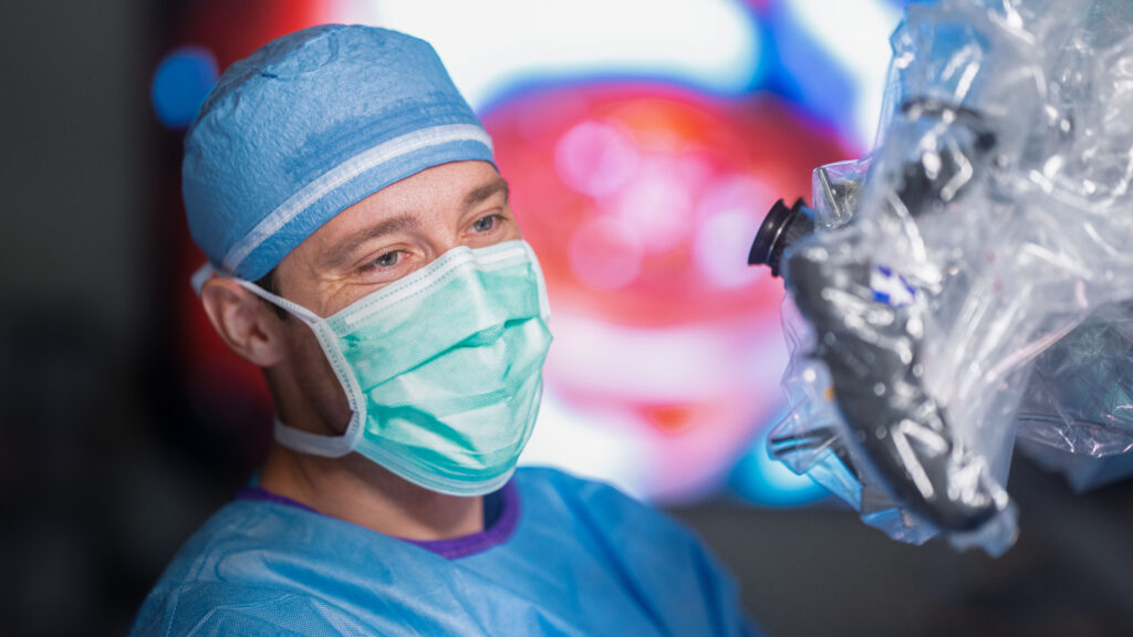 Barrow neurosurgery resident Dr. Michael White in the OR