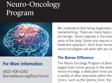 click to view neuro oncology fact sheet