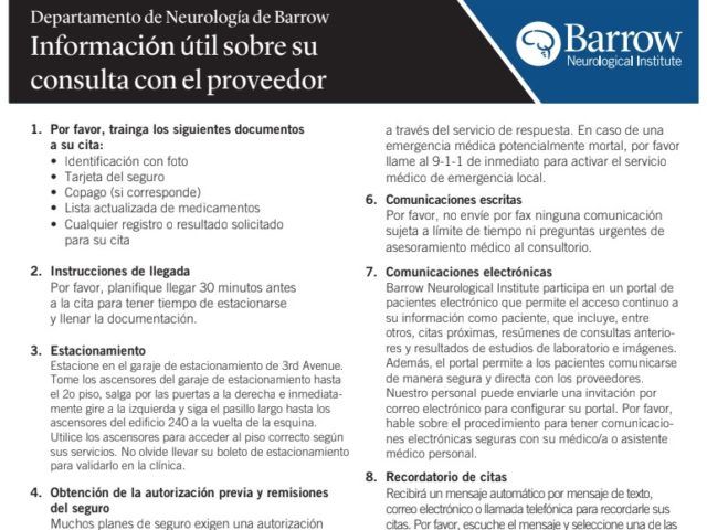 click to download the neurology new patient packet in spanish