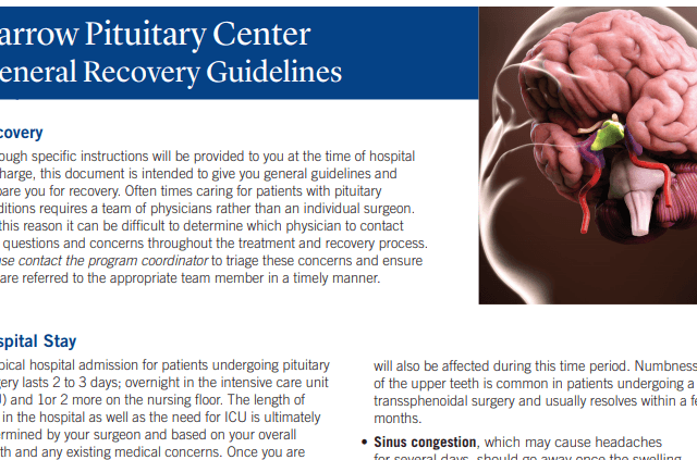 click to view pituitary surgery recovery guideliens