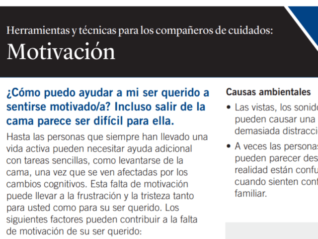 motivation tip sheet for dementia patients in spanish