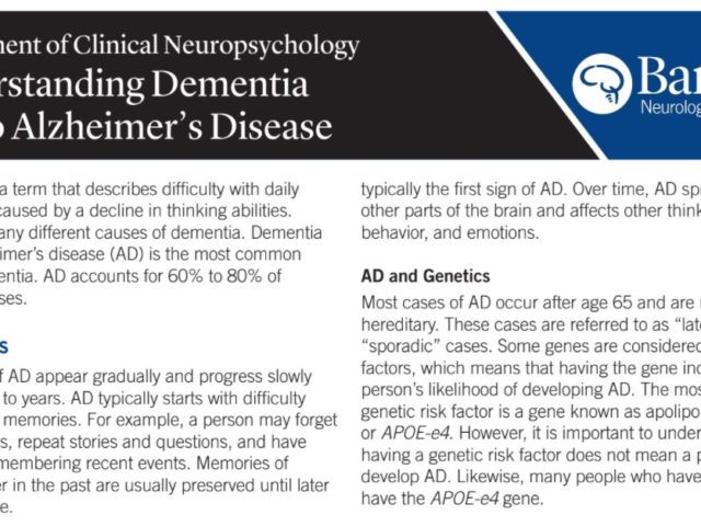 understanding neuropsychological evaluation of dementia due to alzheimer's disease