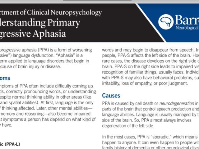 understanding neuropsychological evaluation of primary progressive aphasia